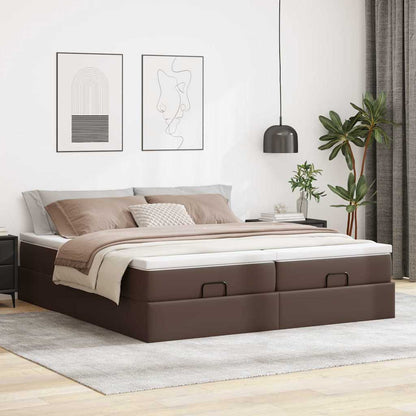 Ottoman-Bett mit Matratzen Braun 200x200 cm Kunstleder