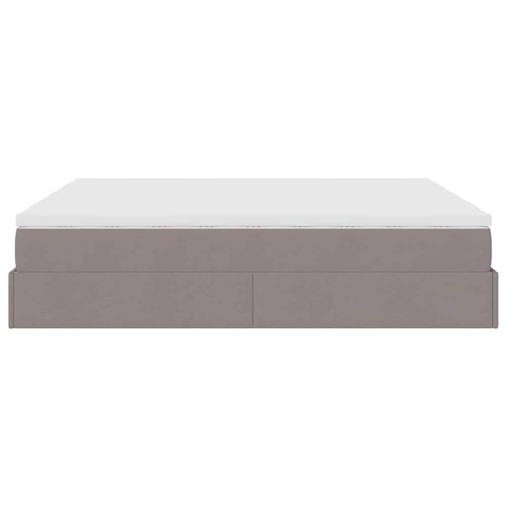 Ottoman-Bett mit Matratzen Taupe 180x200 cm Stoff