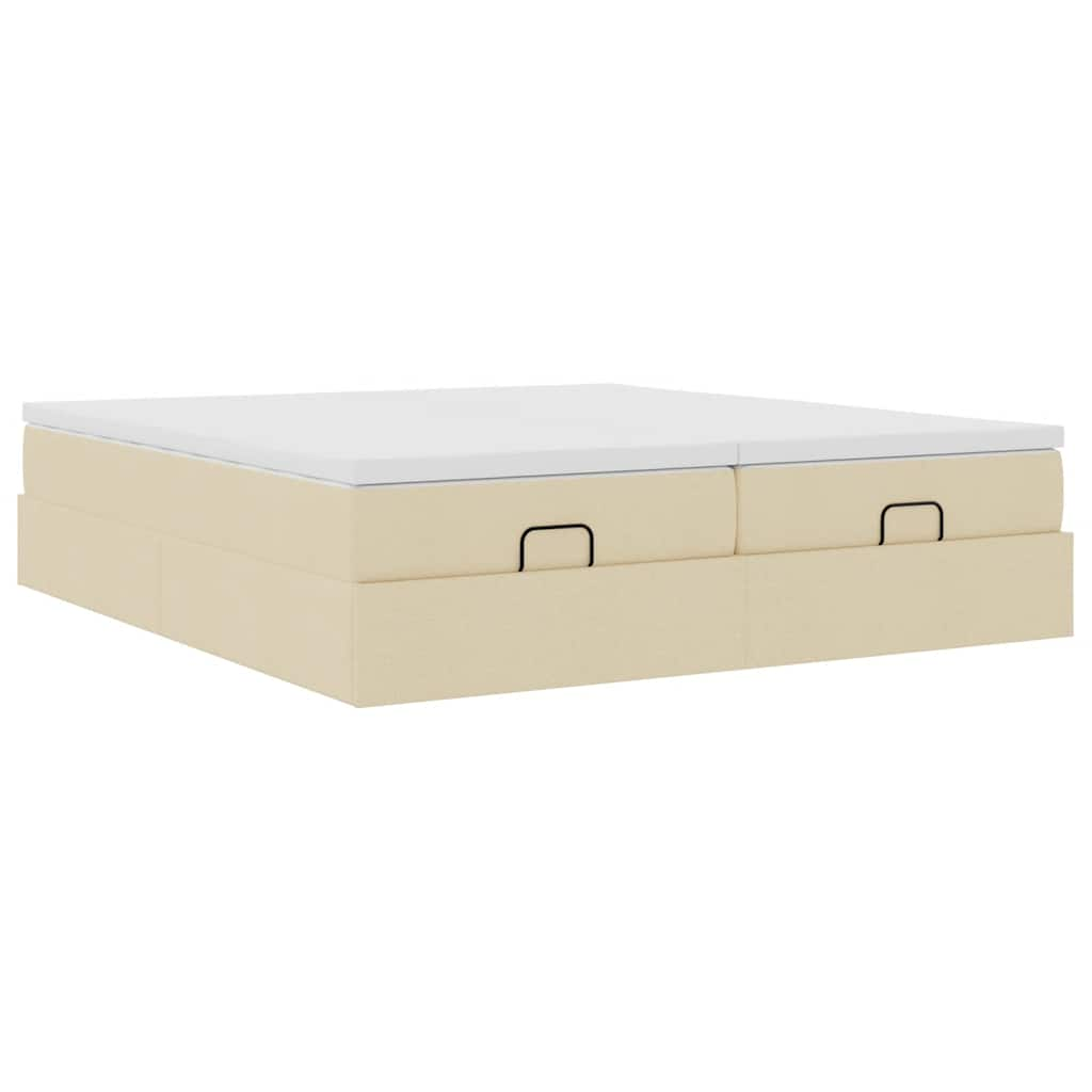 Ottoman-Bett mit Matratzen Creme 180x200 cm Stoff