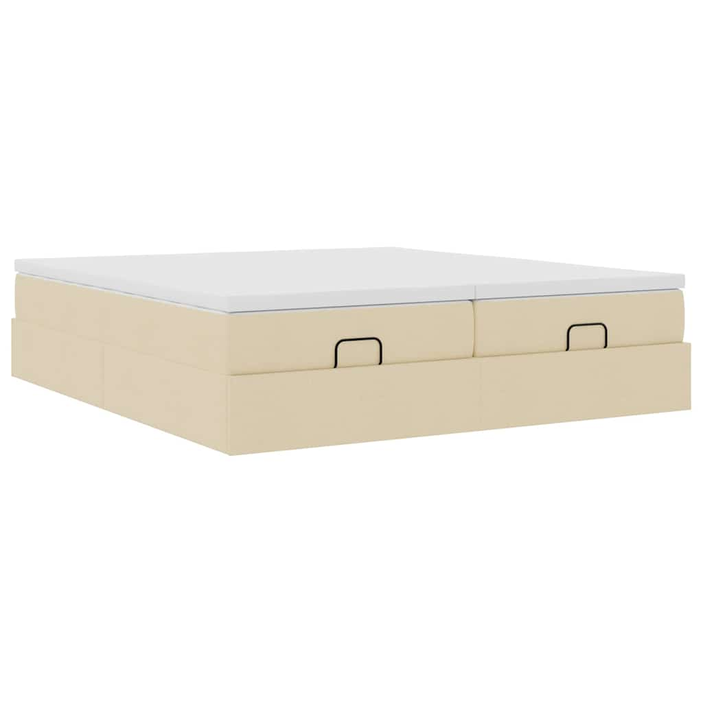 Ottoman-Bett mit Matratzen Creme 180x200 cm Stoff