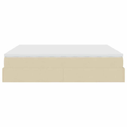 Ottoman-Bett mit Matratzen Creme 200x200 cm Stoff