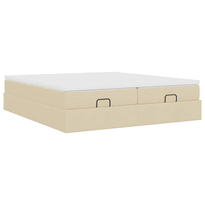 Ottoman-Bett mit Matratzen Creme 200x200 cm Stoff