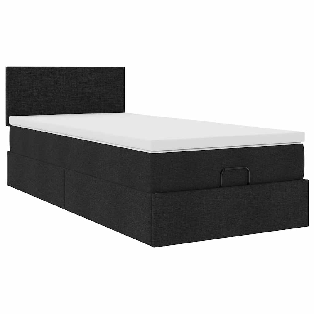 Ottoman-Bett mit Matratze Schwarz 80x200 cm Stoff