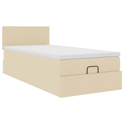 Ottoman-Bett mit Matratze Creme 80x200 cm Stoff