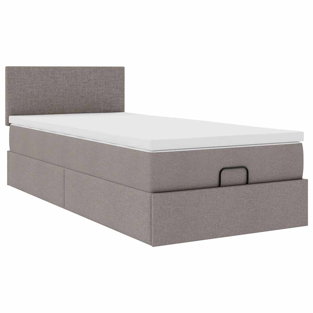 Ottoman-Bett mit Matratze Taupe 90x190 cm Stoff