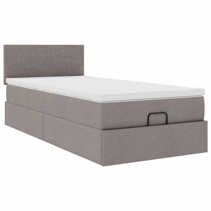 Ottoman-Bett mit Matratze Taupe 90x190 cm Stoff