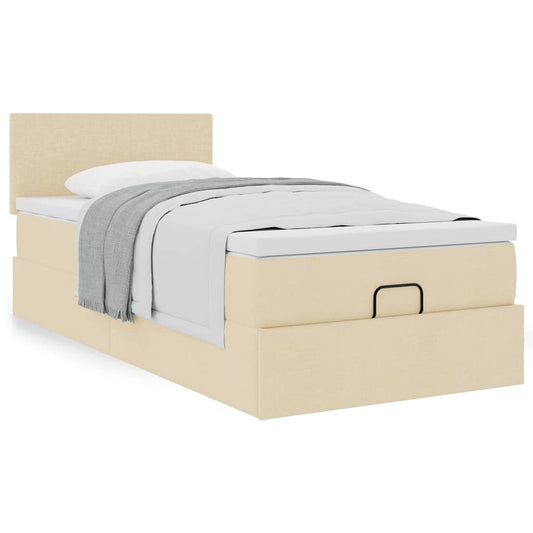 Ottoman-Bett mit Matratze Creme 90x190 cm Stoff