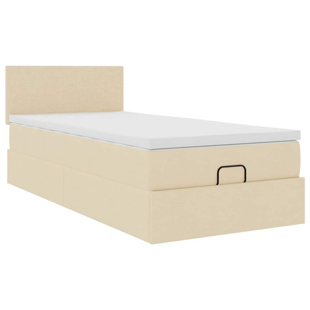 Ottoman-Bett mit Matratze Creme 90x200 cm Stoff