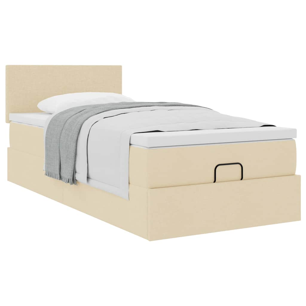 Ottoman-Bett mit Matratze Creme 90x200 cm Stoff