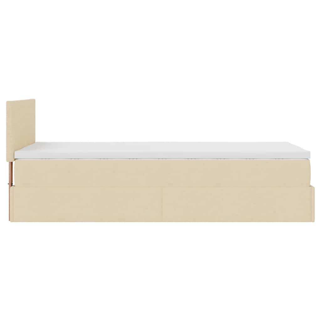 Ottoman-Bett mit Matratze Creme 90x200 cm Stoff