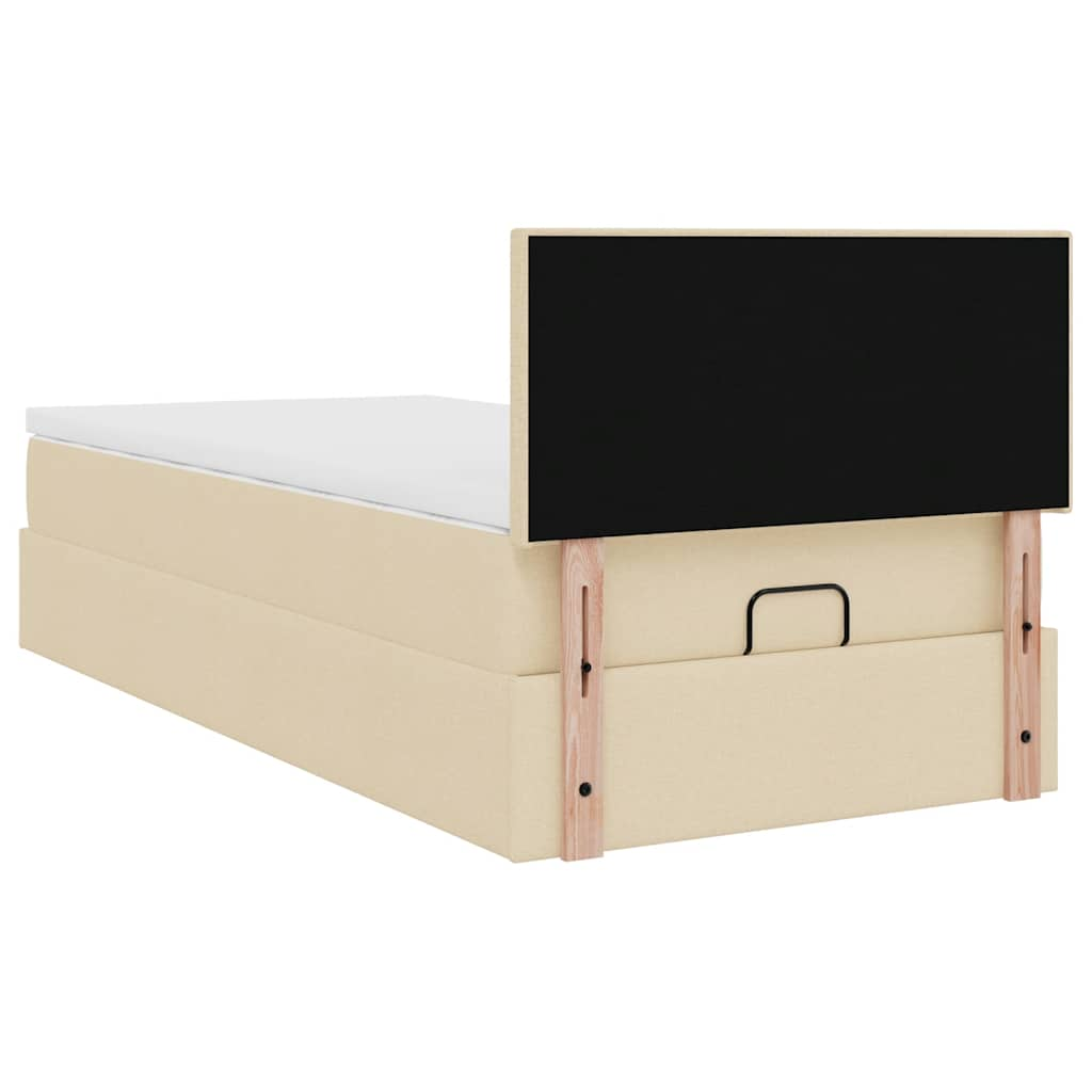 Ottoman-Bett mit Matratze Creme 90x200 cm Stoff