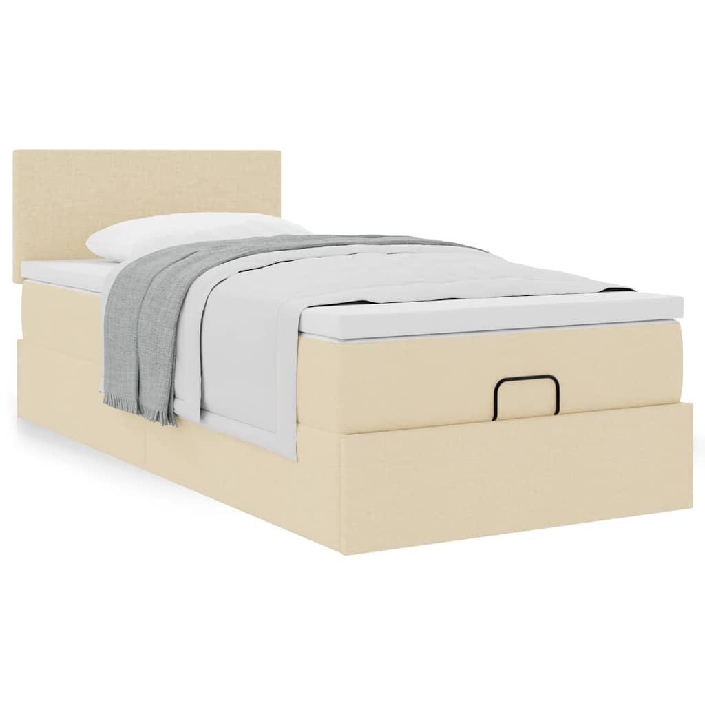 Ottoman-Bett mit Matratze Creme 90x200 cm Stoff