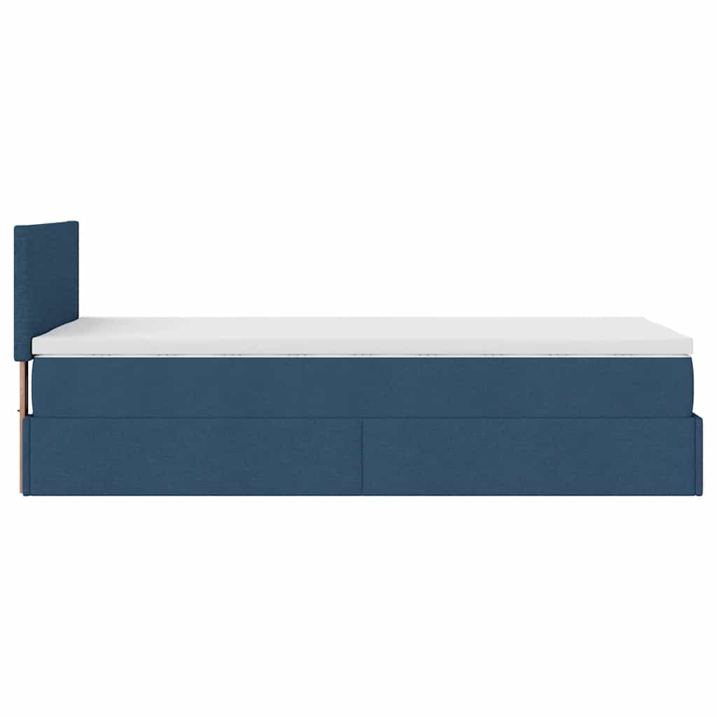 Ottoman-Bett mit Matratze Blau 90x200 cm Stoff