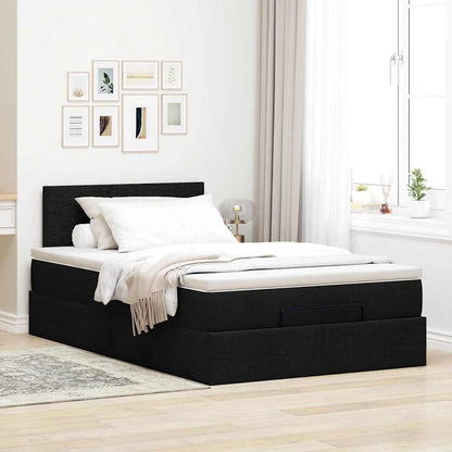 Ottoman-Bett mit Matratze Schwarz 120x190 cm Stoff