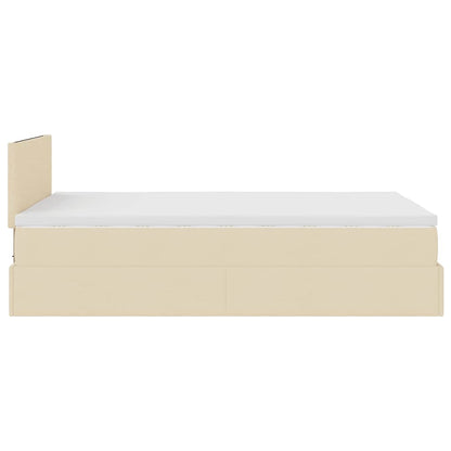 Ottoman-Bett mit Matratze Creme 120x190 cm Stoff