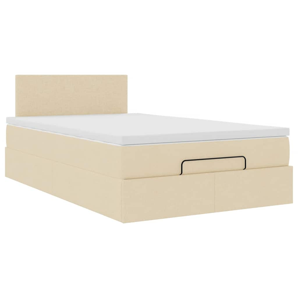 Ottoman-Bett mit Matratze Creme 120x200 cm Stoff