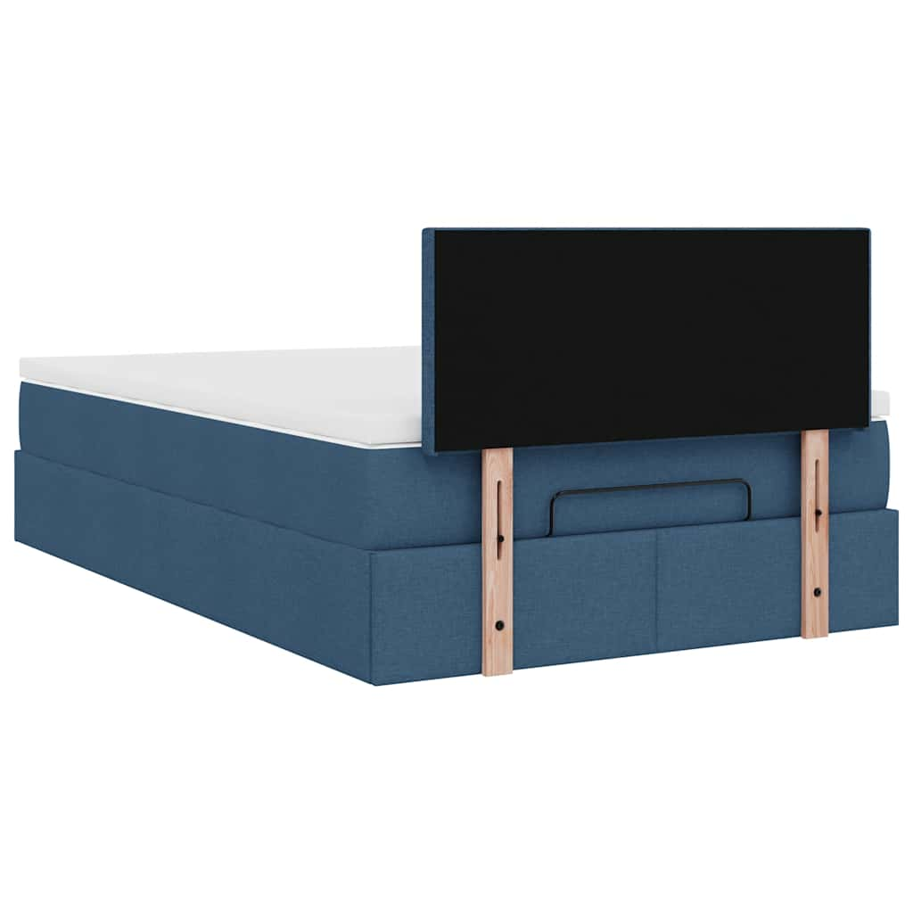 Ottoman-Bett mit Matratze Blau 120x200 cm Stoff