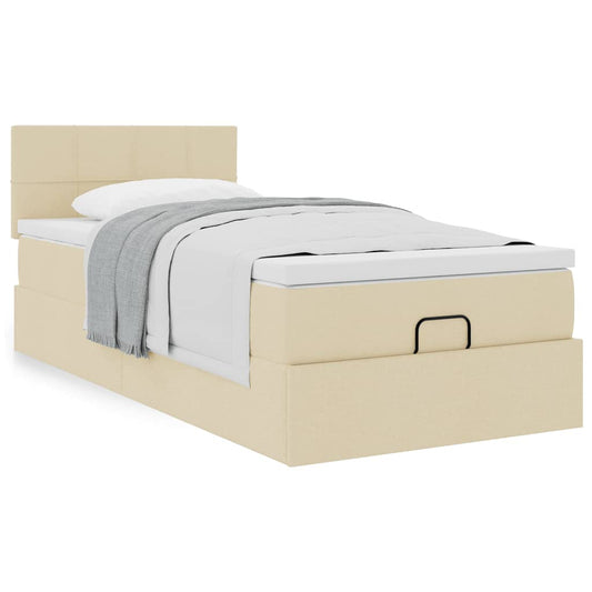 Ottoman-Bett mit Matratze Creme 90x200 cm Stoff