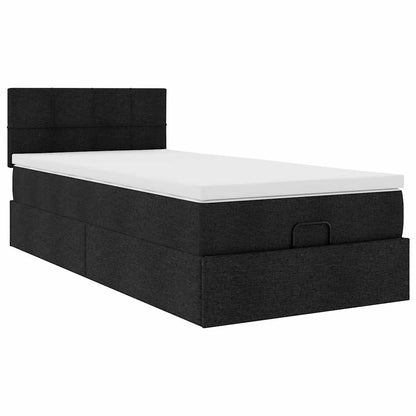 Ottoman-Bett mit Matratze Schwarz 100x200 cm Stoff