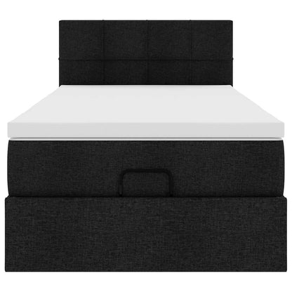 Ottoman-Bett mit Matratze Schwarz 100x200 cm Stoff