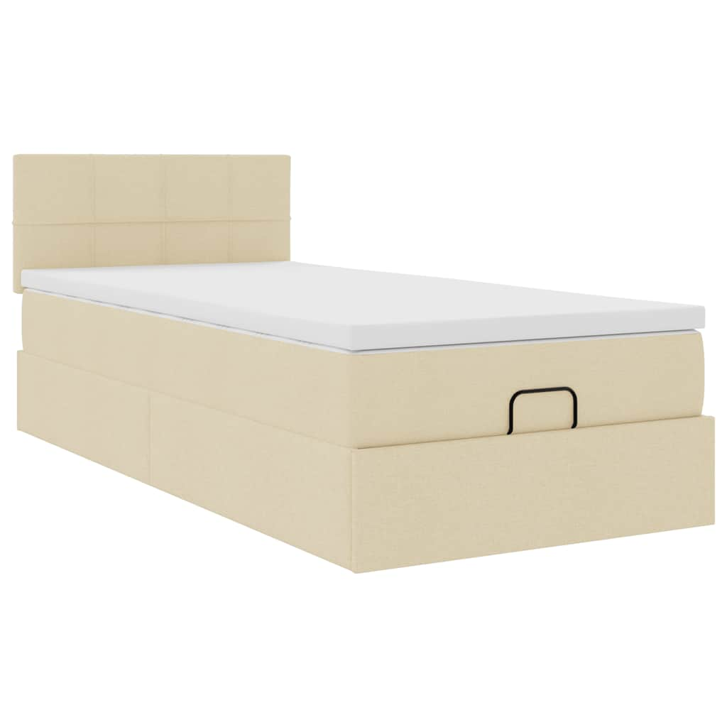 Ottoman-Bett mit Matratze Creme 100x200 cm Stoff