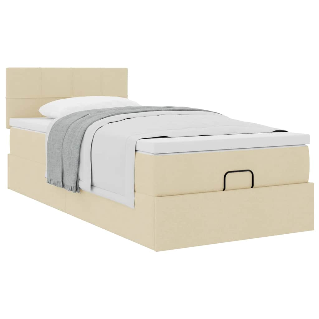 Ottoman-Bett mit Matratze Creme 100x200 cm Stoff