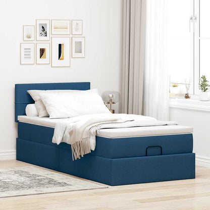 Ottoman-Bett mit Matratze Blau 100x200 cm Stoff