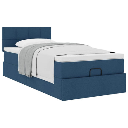 Ottoman-Bett mit Matratze Blau 100x200 cm Stoff