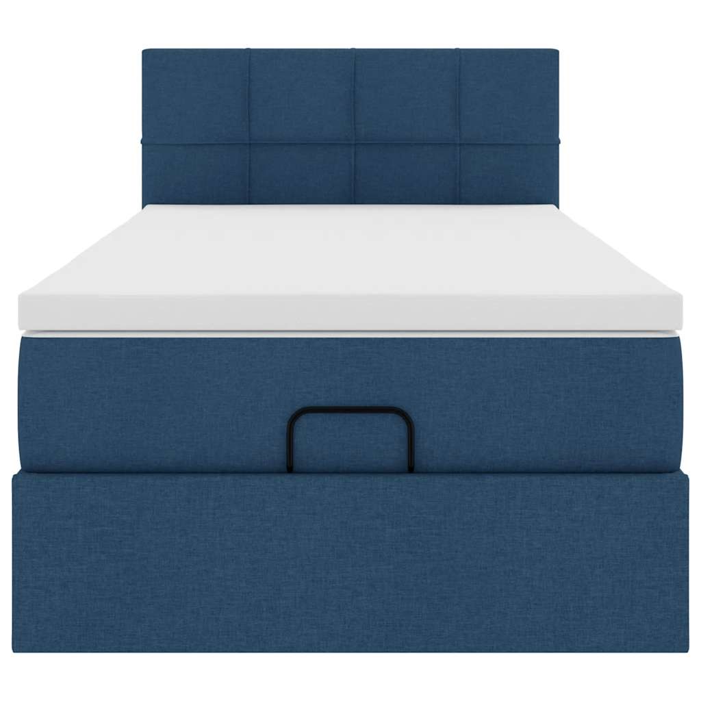 Ottoman-Bett mit Matratze Blau 100x200 cm Stoff