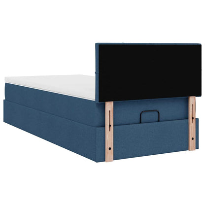 Ottoman-Bett mit Matratze Blau 100x200 cm Stoff