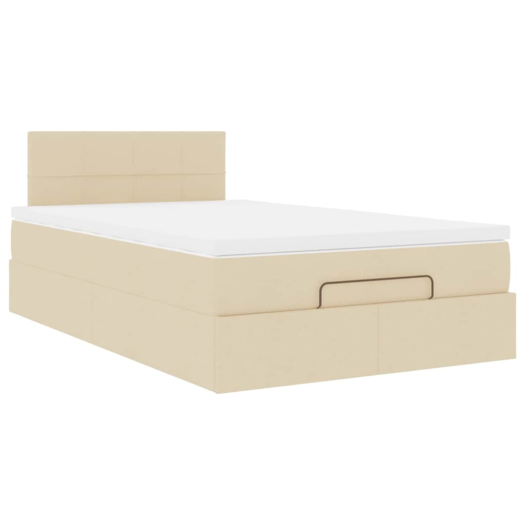 Ottoman-Bett mit Matratze Creme 120x190 cm Stoff