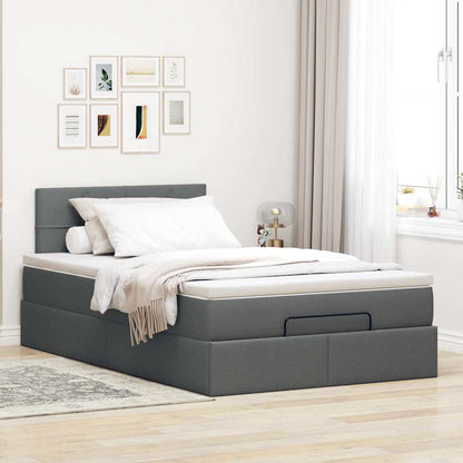 Ottoman-Bett mit Matratze Dunkelgrau 120x200 cm Stoff