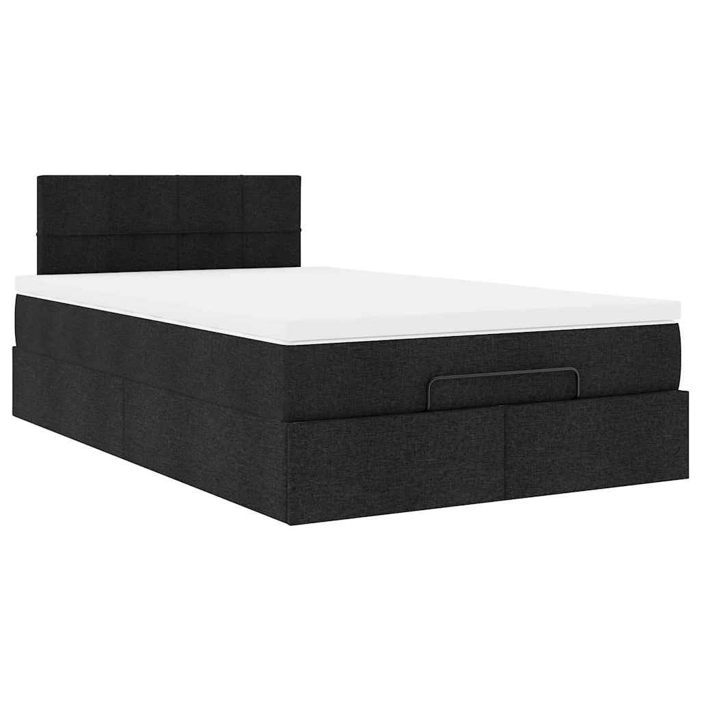 Ottoman-Bett mit Matratze Schwarz 120x200 cm Stoff