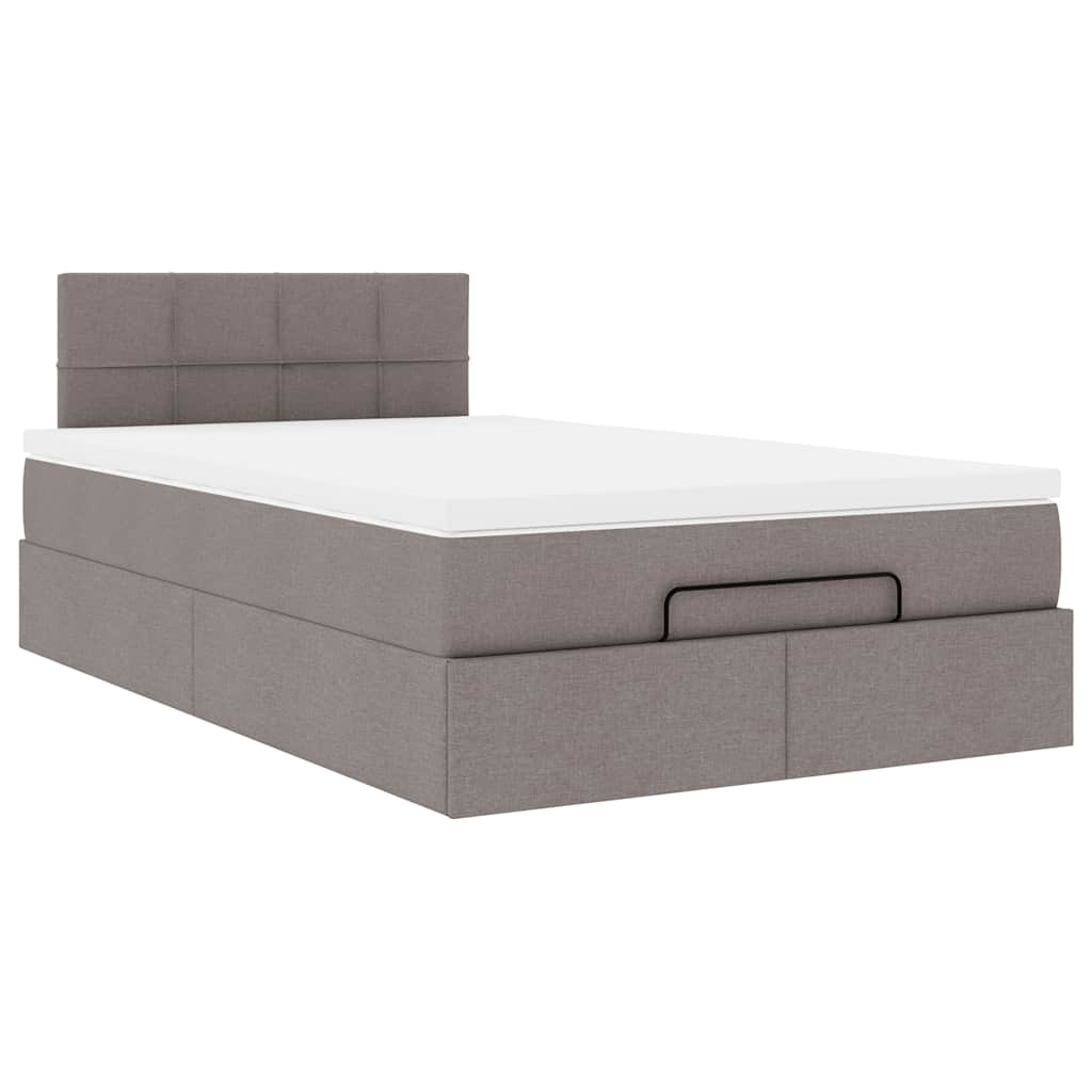 Ottoman-Bett mit Matratze Taupe 120x200 cm Stoff