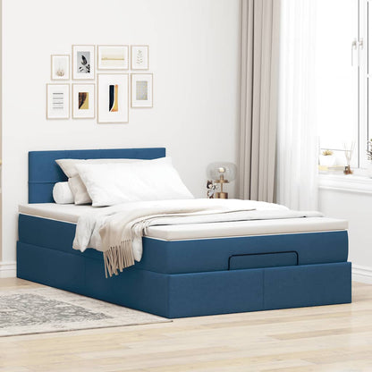 Ottoman-Bett mit Matratze Blau 120x200 cm Stoff