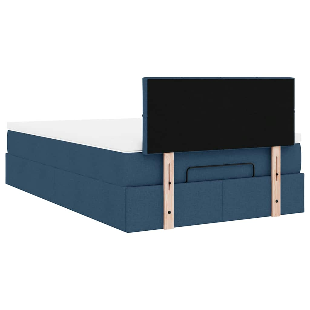 Ottoman-Bett mit Matratze Blau 120x200 cm Stoff