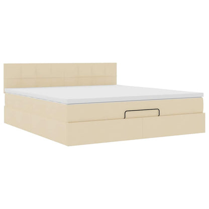 Ottoman-Bett mit Matratze Creme 160x200 cm Stoff