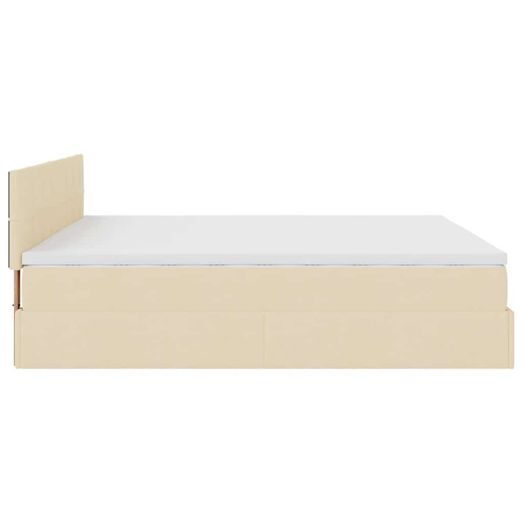 Ottoman-Bett mit Matratze Creme 160x200 cm Stoff