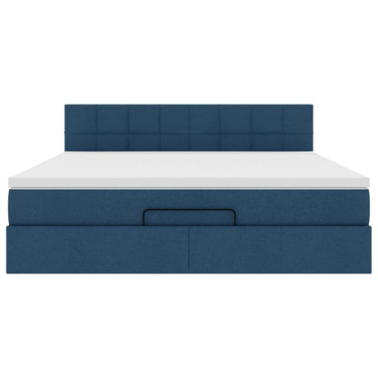 Ottoman-Bett mit Matratze Blau 160x200 cm Stoff