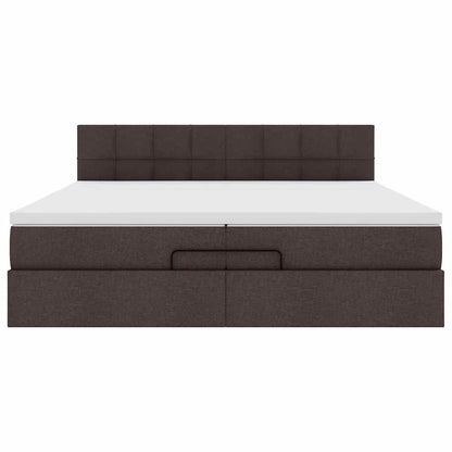 Ottoman-Bett mit Matratze Dunkelbraun 200x200 cm Stoff