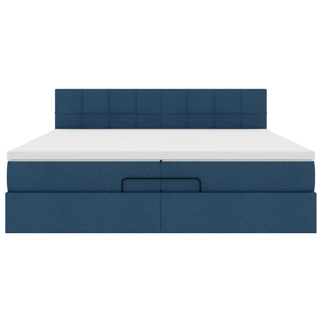 Ottoman-Bett mit Matratze Blau 200x200 cm Stoff