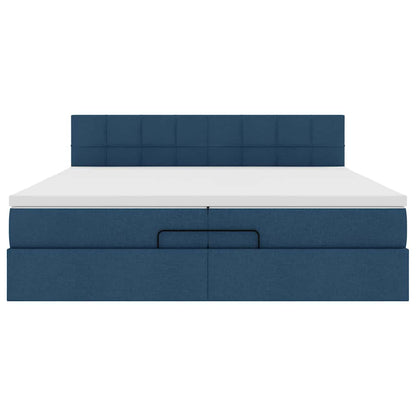 Ottoman-Bett mit Matratze Blau 200x200 cm Stoff