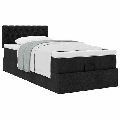 Ottoman-Bett mit Matratze Schwarz 80x200 cm Stoff