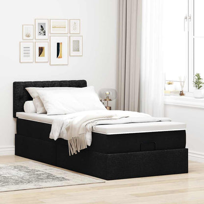 Ottoman-Bett mit Matratze Schwarz 90x190 cm Stoff