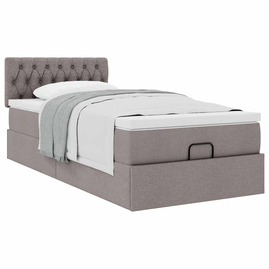 Ottoman-Bett mit Matratze Taupe 90x190 cm Stoff