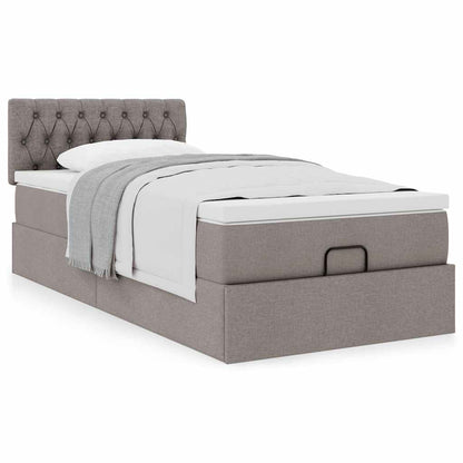 Ottoman-Bett mit Matratze Taupe 90x190 cm Stoff