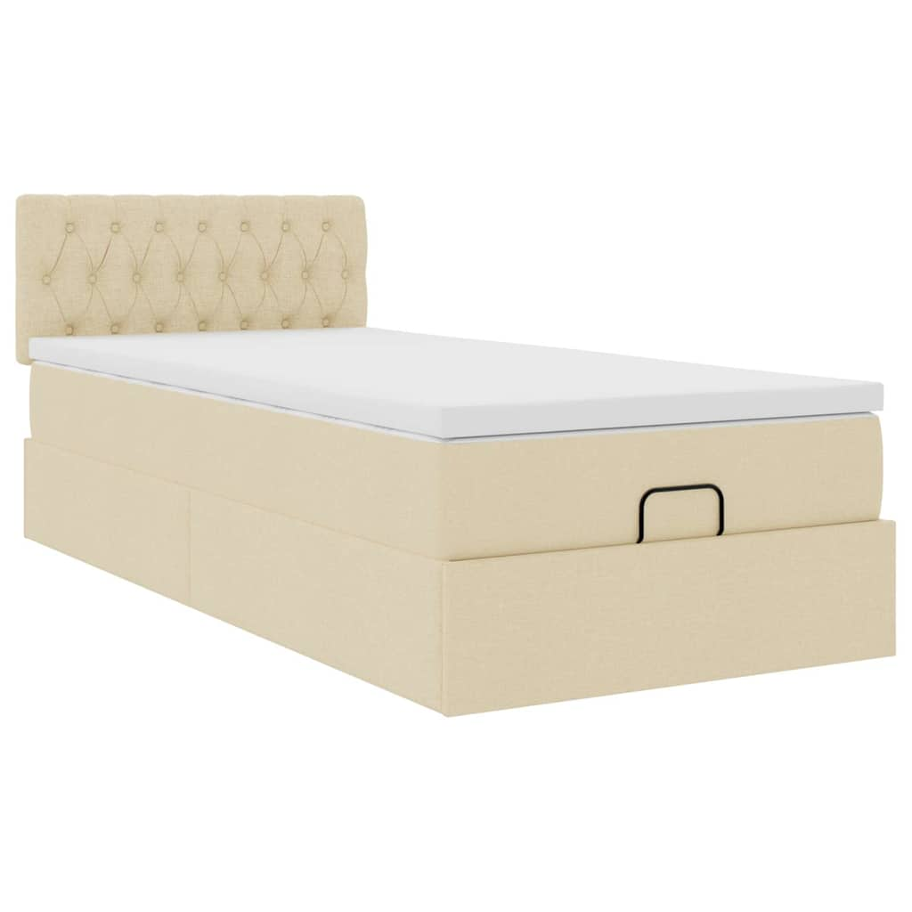 Ottoman-Bett mit Matratze Creme 90x190 cm Stoff