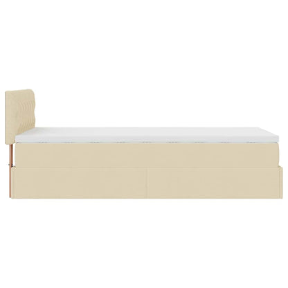 Ottoman-Bett mit Matratze Creme 90x190 cm Stoff