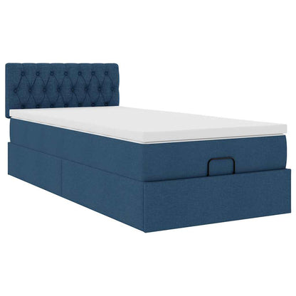 Ottoman-Bett mit Matratze Blau 90x190 cm Stoff