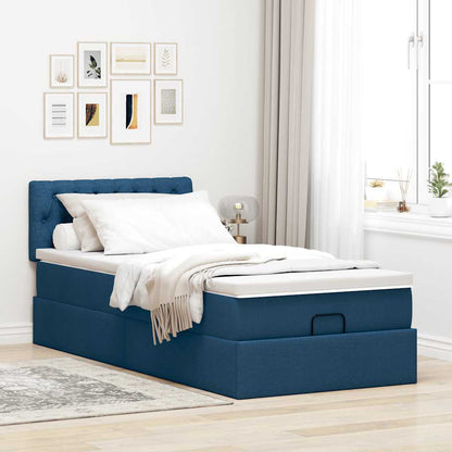 Ottoman-Bett mit Matratze Blau 90x190 cm Stoff